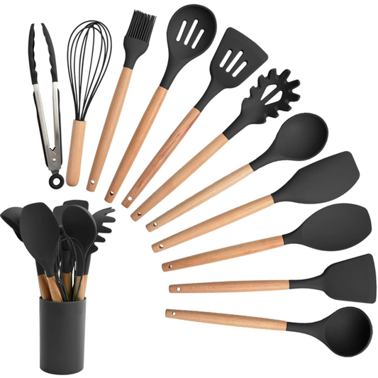 Big Silicone Utensils 12pcs Set – Durable & Heat-Resistant