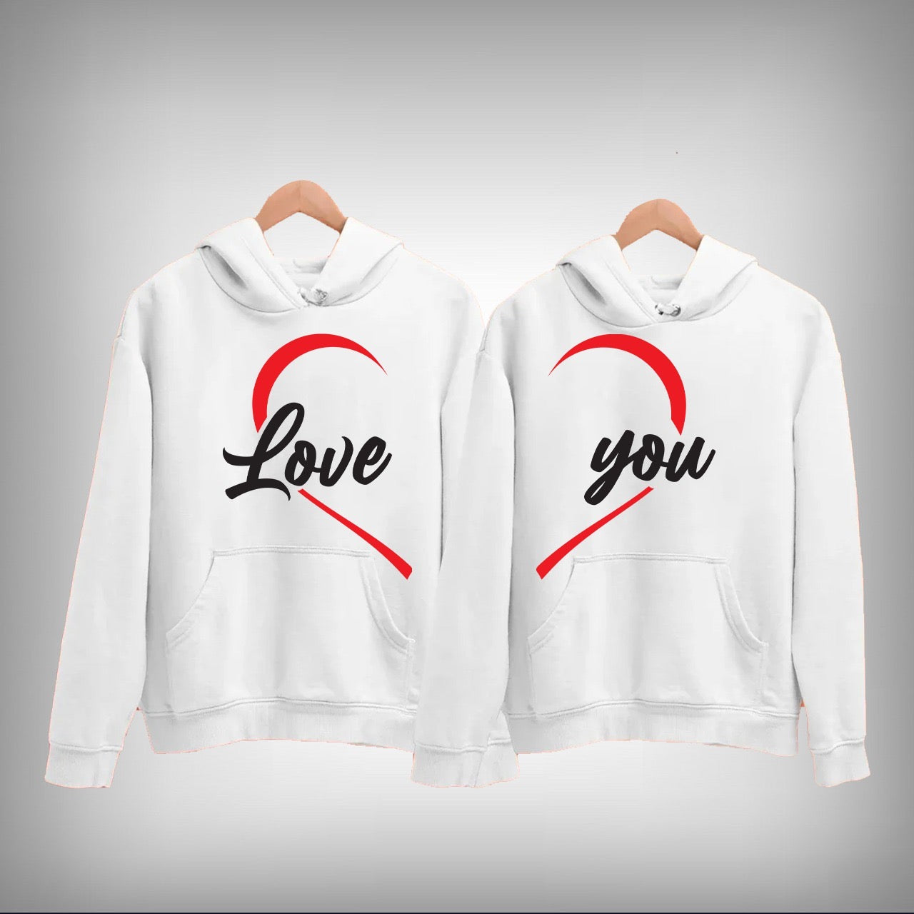 Love You Vector Art Couple Hoodie