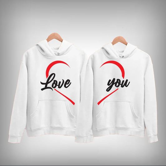 Love You Vector Art Couple Hoodie