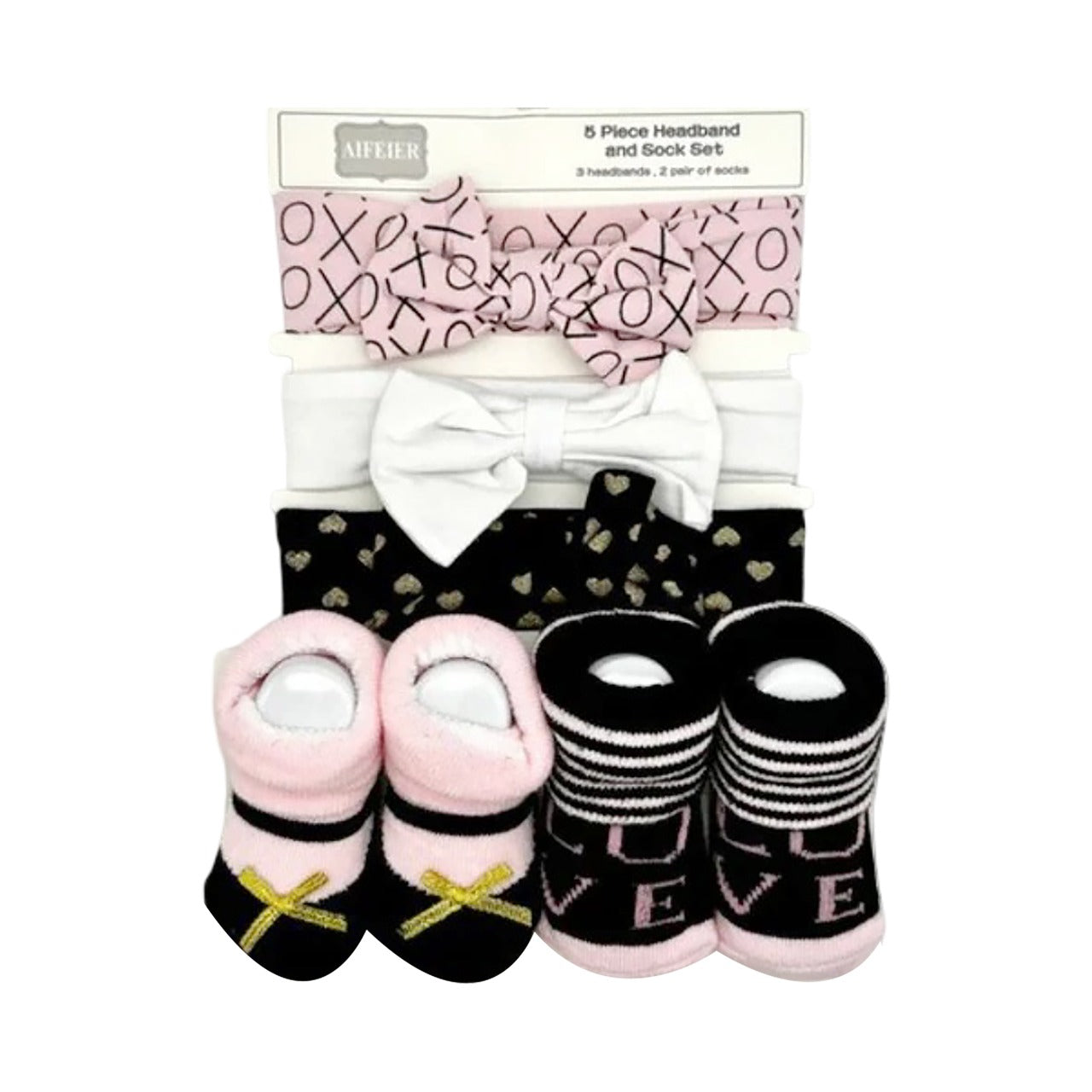 5Pcs Headband & Socks Set For Baby Girls