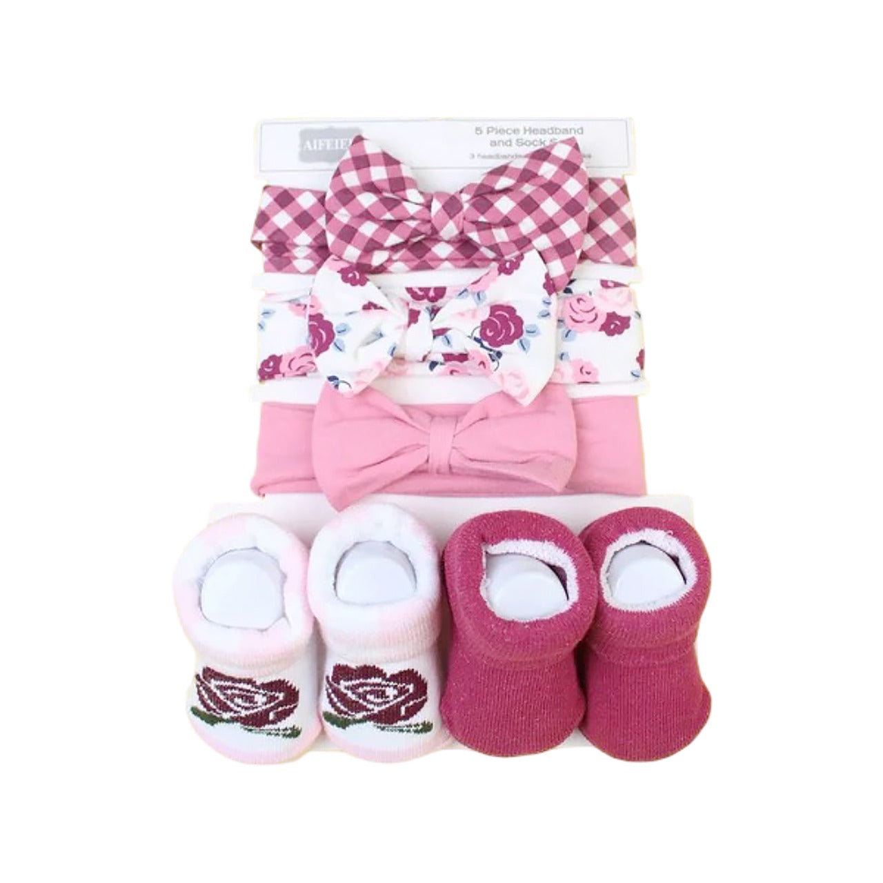 5Pcs Headband & Socks Set For Baby Girls