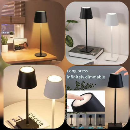 Luxury Metal Rechargeable Tap Lamp – Elegant White & Black Touch Control Lamp | Premium Box Packaging