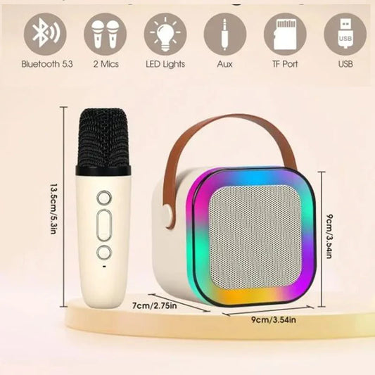 Wireless Bluetooth Microphone Speaker with Portable RGB Colorful Lights – HIFI Sound, Karaoke & Party Speaker