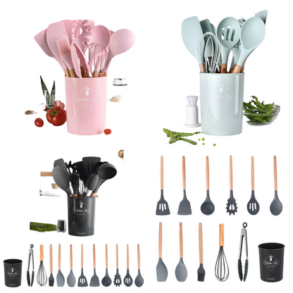 Big Silicone Utensils 12pcs Set – Durable & Heat-Resistant