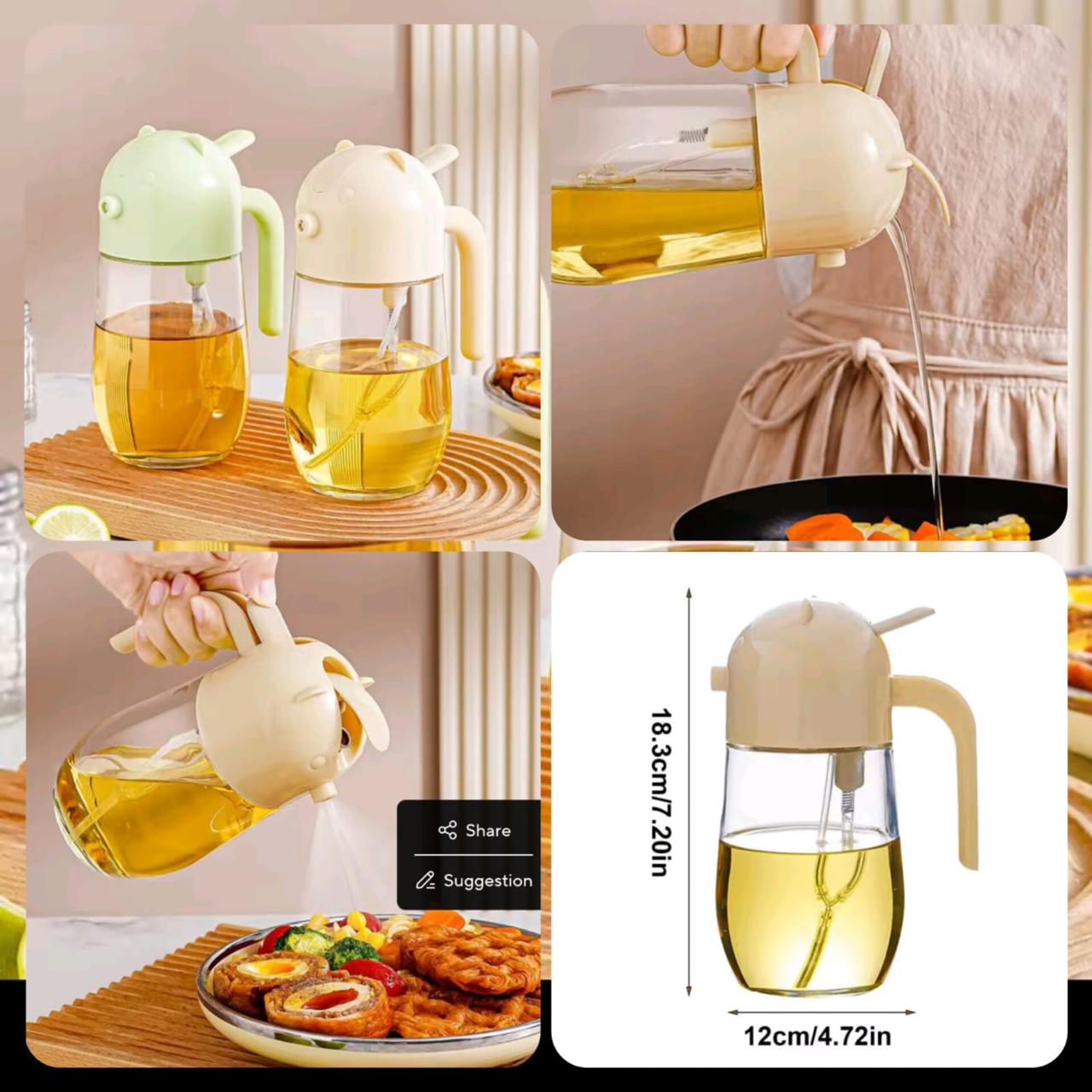 2-in-1 Oil Spray Jug with Box Packing – Refillable Cooking Oil Sprayer & Pourer for Healthy Cooking