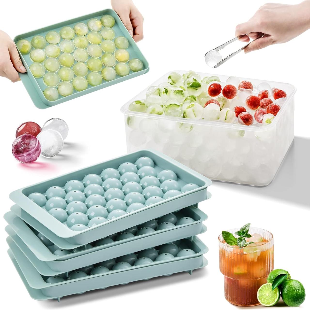 3 Tray Set Of Fast Freezing Silicone Ice Tray – 99-Piece Round & Sphere Ice Ball Mold for Home Bar & Parties