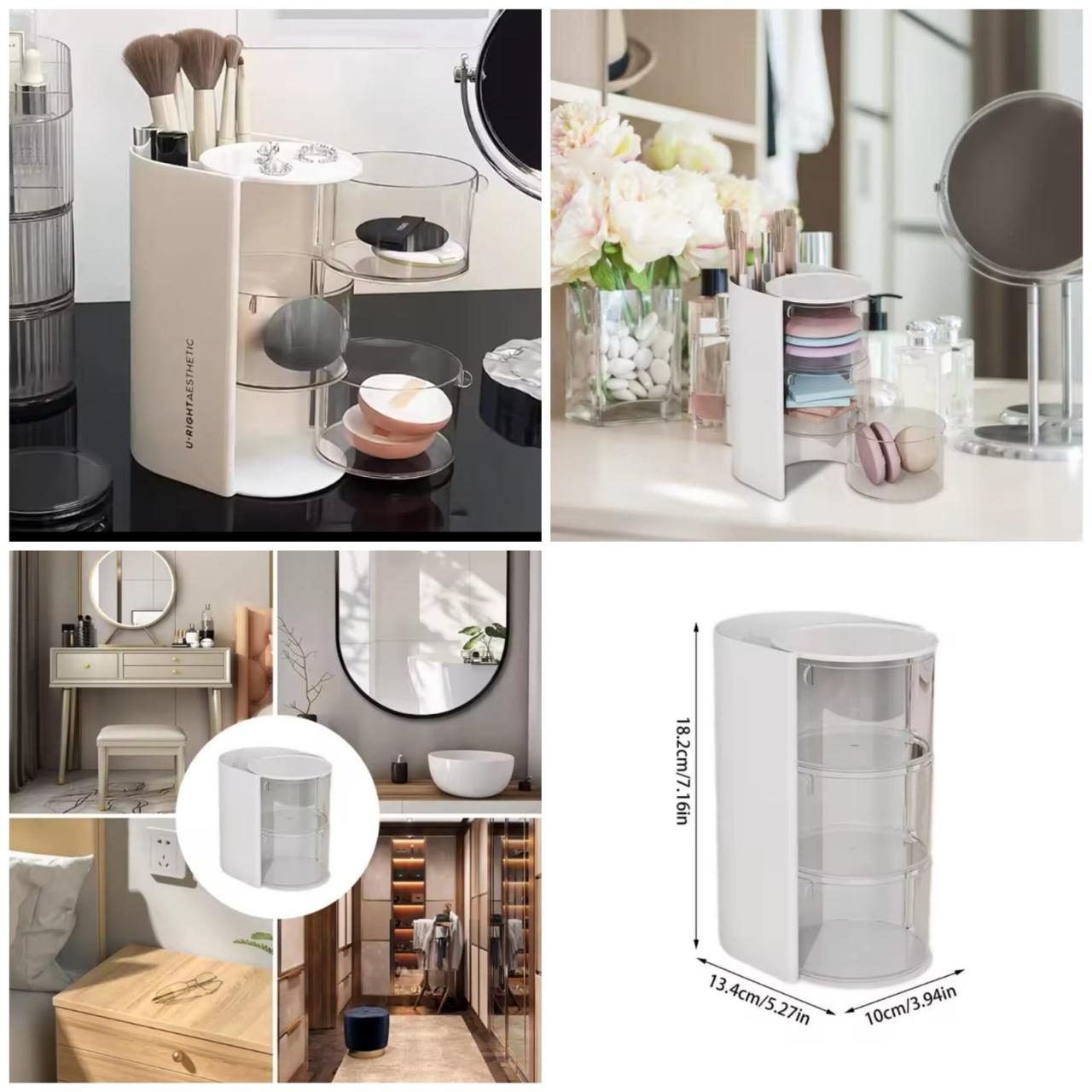 3-Layer Rotating Makeup Brush Organizer – Space-Saving Holder