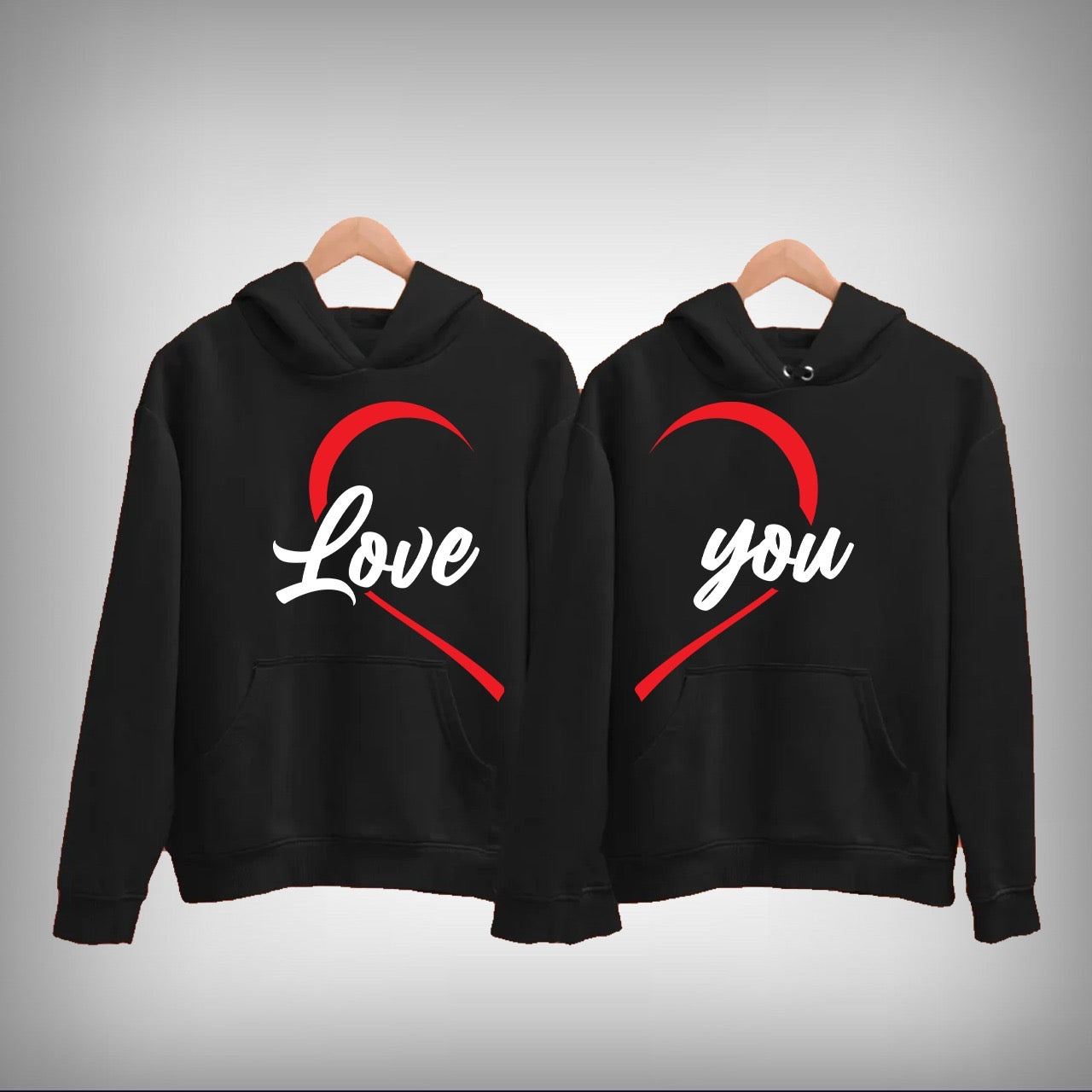 Love You Vector Art Couple Hoodie