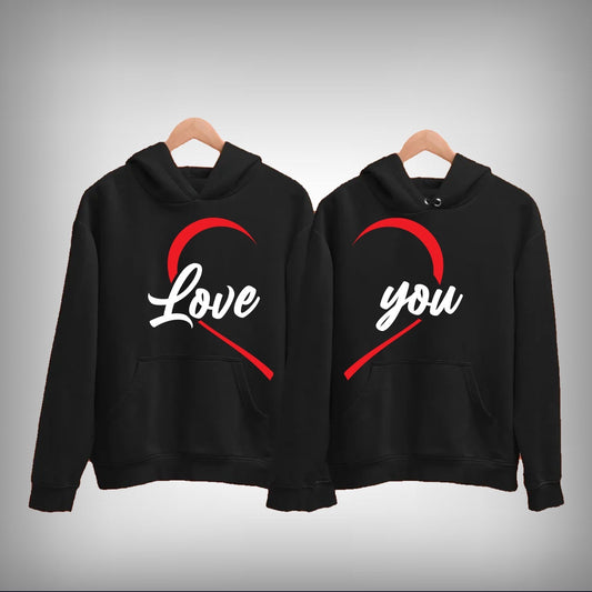 Love You Vector Art Couple Hoodie