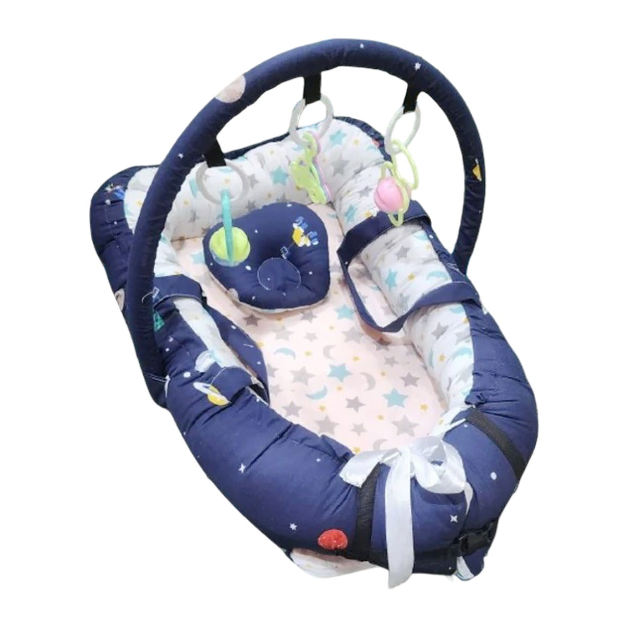 Baby Snuggle Bed with Hanging Toys – Newborn Sleep Support (0–12 Months)