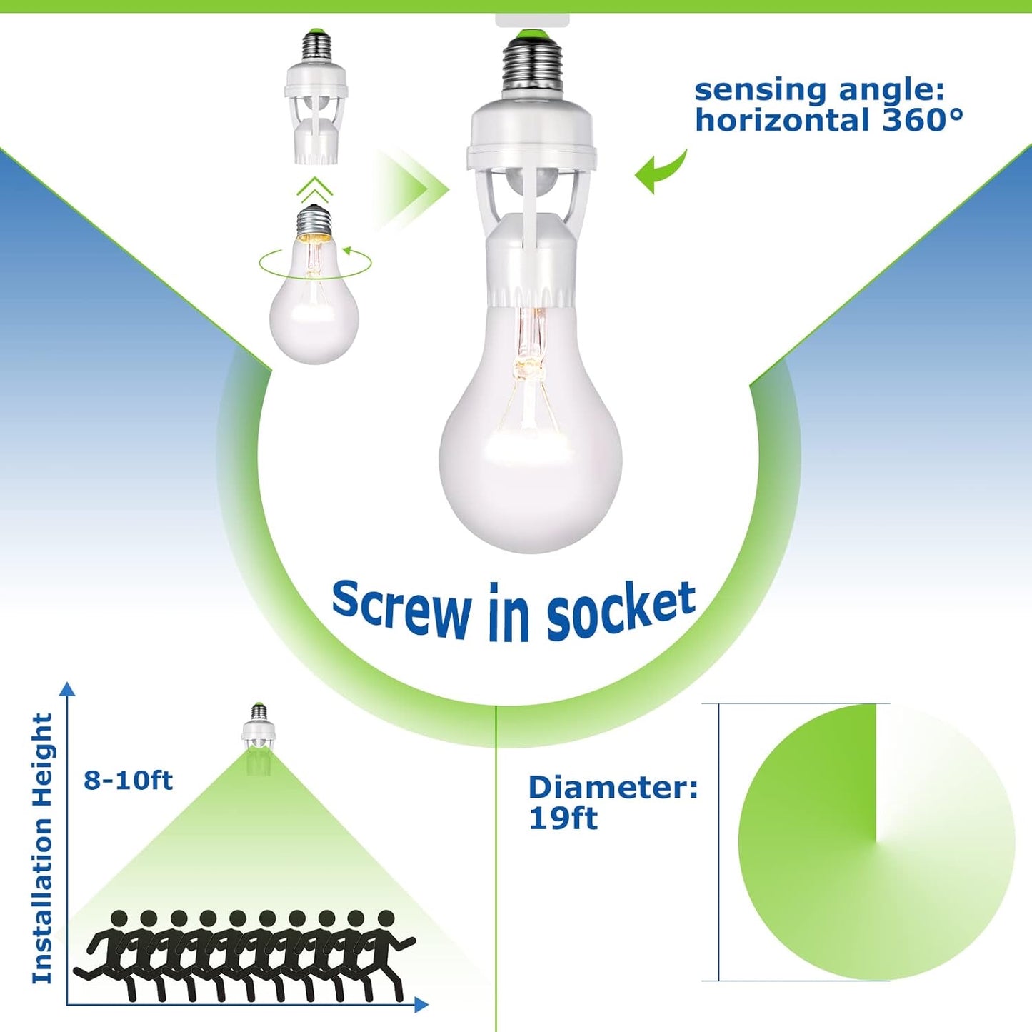 Motion Sensor Light Bulb Holder E27