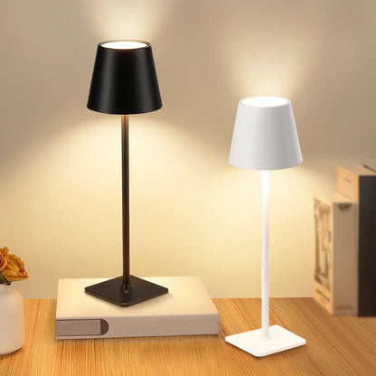 Luxury Metal Rechargeable Tap Lamp – Elegant White & Black Touch Control Lamp | Premium Box Packaging