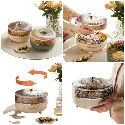 360° Rotating Crown Candy Box – Double Layer Storage Container