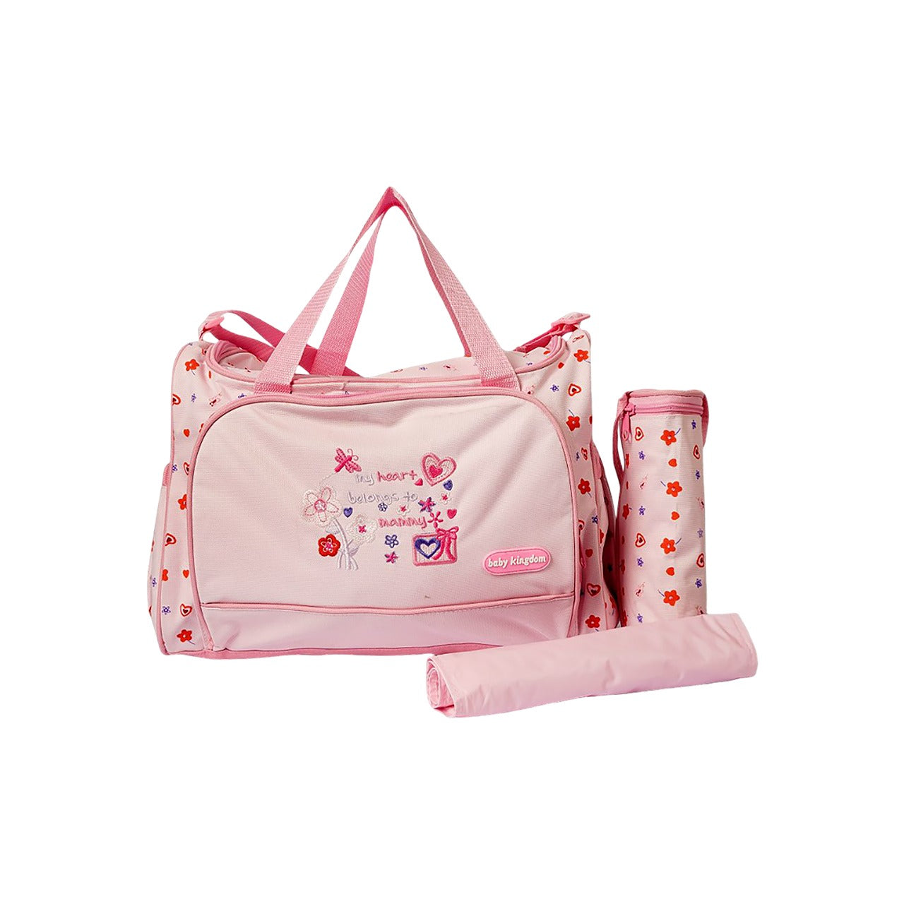Embroidered Baby Bag Set for Mom & Daughter – Cute Diaper Bag with Bottle Holder & Side Pockets