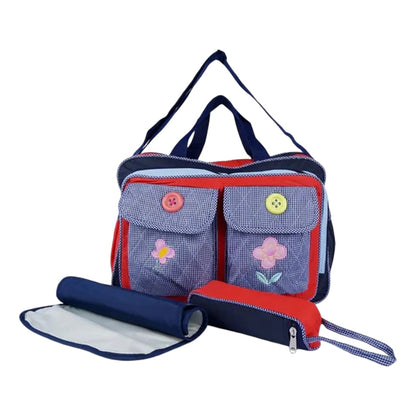 Embroidered Baby Bag Set for Mom & Daughter – Cute Diaper Bag with Bottle Holder & Side Pockets
