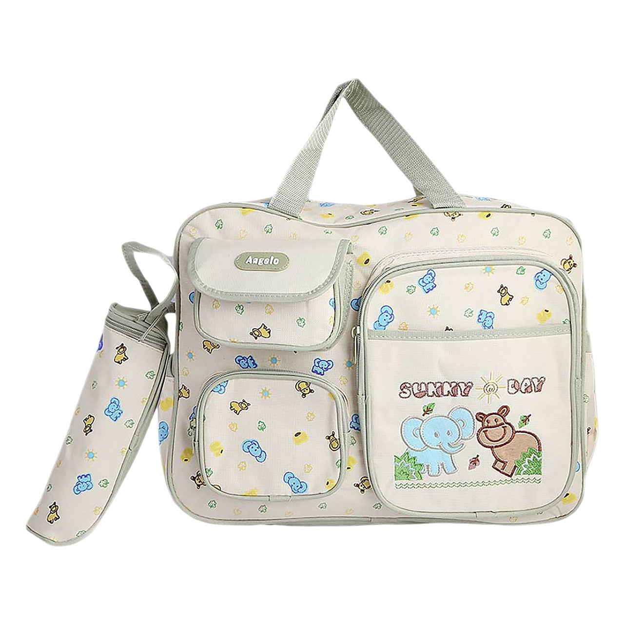Embroidered Baby Bag Set for Mom & Daughter – Cute Diaper Bag with Bottle Holder & Side Pockets