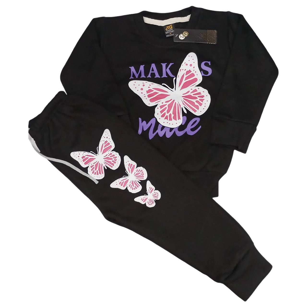 Girls Hooded Fleece Sweatshirt & Trouser Set