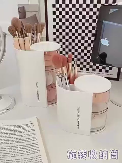 3-Layer Rotating Makeup Brush Organizer – Space-Saving Holder